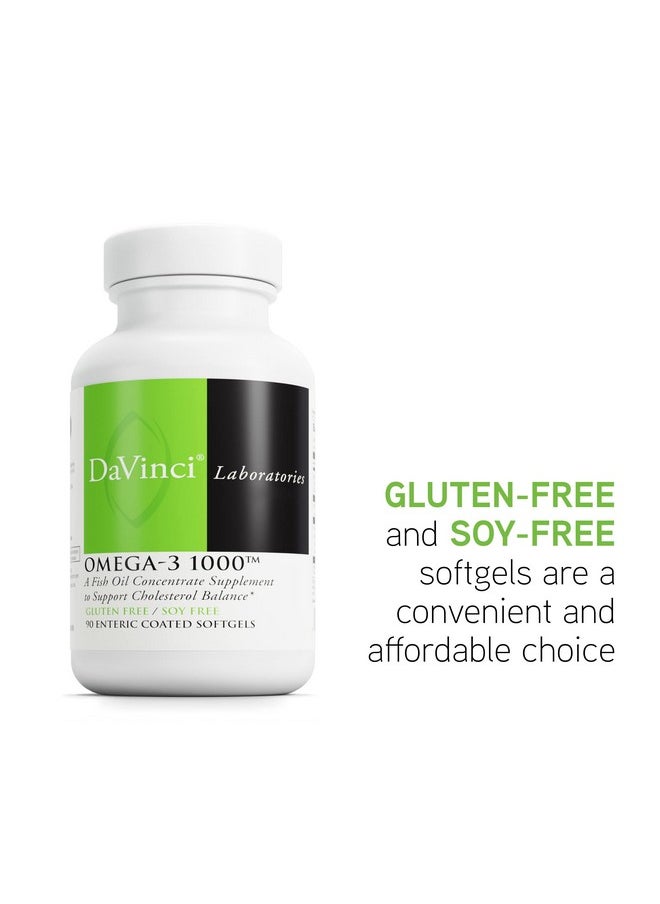 Davinci DAVINCI Labs Omega-3 1000 - Dietary Supplement to Maintain Already Normal Cholesterol Levels and Support Immune System, Hair and Skin* - Gluten-Free - 90 Enteric Coated Softgels  - Image 4
