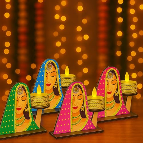ANSHKIT Wooden Jharokha Wall Hanging Tea Light Holder – Traditional Diya Stand & Floating Shelf for Pooja Room, Living Room, Balcony & Temple Décor | Diwali Decoration Items for Home & Main Door (LH) - Image 1