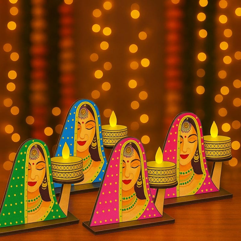 ANSHKIT Wooden Jharokha Wall Hanging Tea Light Holder – Traditional Diya Stand & Floating Shelf for Pooja Room, Living Room, Balcony & Temple Décor | Diwali Decoration Items for Home & Main Door (LH) - Image 5