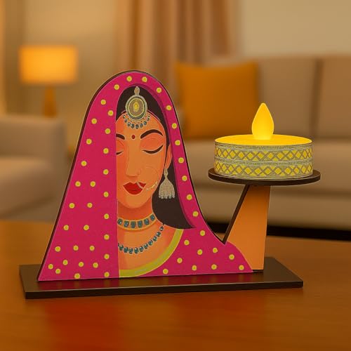 ANSHKIT Wooden Jharokha Wall Hanging Tea Light Holder – Traditional Diya Stand & Floating Shelf for Pooja Room, Living Room, Balcony & Temple Décor | Diwali Decoration Items for Home & Main Door (LH) - Image 3
