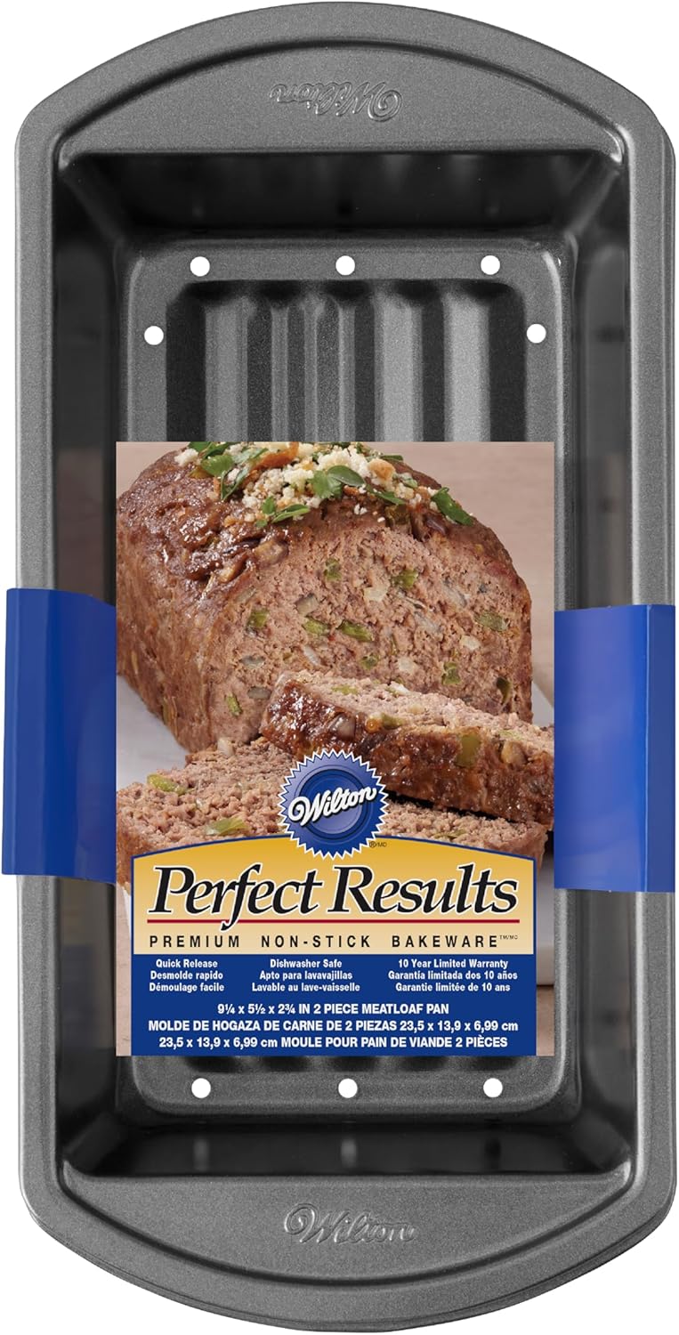 Wilton Perfect Results Premium NonStick Bakeware  Meatloaf Pan Set Reduce the Fat and Kick Up the Flavor 2Piece Set - Image 1