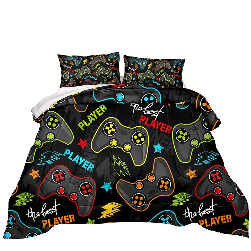 Z.Jian HOME ZJian HOME Gaming Comforter Set for Kids All Season Down Alternative Comforter Game Controller Bedding for Boys Gamer Home Decor ComforterGame25 Queen 