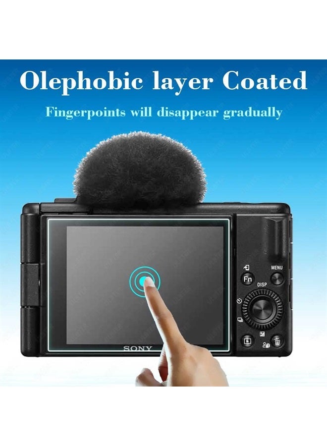 ULBTER Screen Protector for Sony ZV-1F Vlog Camera & Lens Cap Cover,ULBTER 0.3mm 9H Hardness Tempered Glass Cover Anti-Scrach Anti-Fingerprint Anti-Dust Anti-Bubble [2+2 Pack]  - Image 4