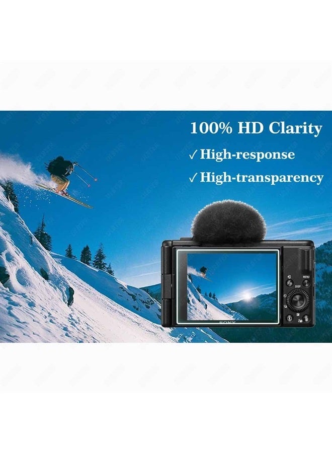ULBTER Screen Protector for Sony ZV-1F Vlog Camera & Lens Cap Cover,ULBTER 0.3mm 9H Hardness Tempered Glass Cover Anti-Scrach Anti-Fingerprint Anti-Dust Anti-Bubble [2+2 Pack]  - Image 5