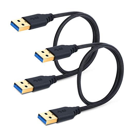 Besgoods USB 3.0 Type A Cable - 1.5Ft Male to Male, Super Speed Braided Cord for Hard Drives, Laptops, DVD Players - 2Pack, Black - Image 1