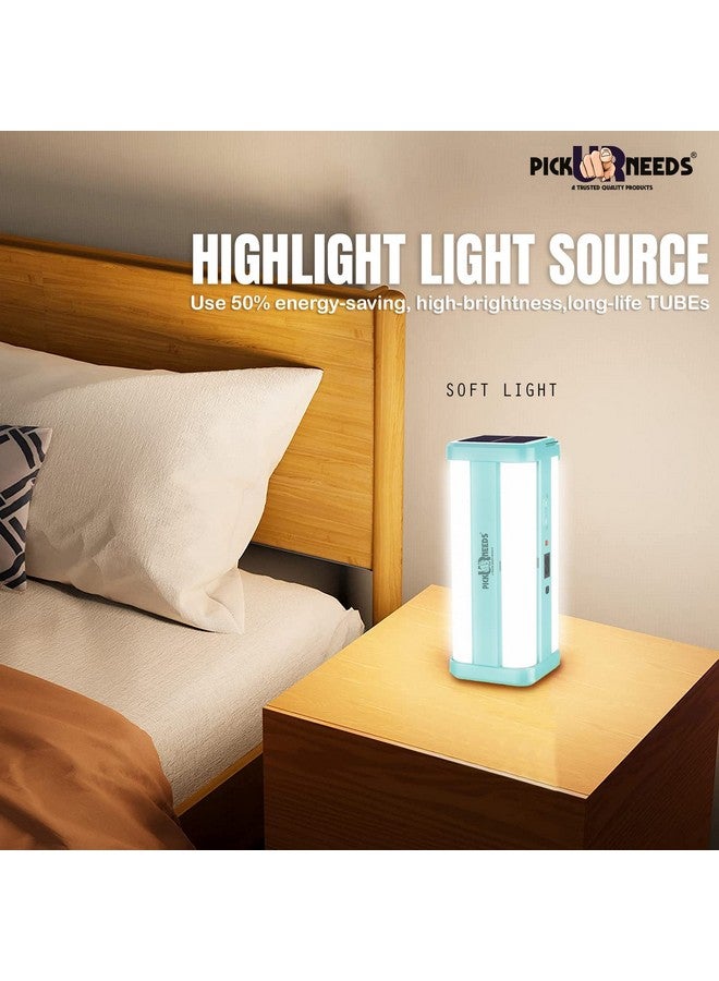 Pick Ur Needs Solar Home Rechargeable Emergency Led Lantern Light 360 Degree Floor Lamp Solar Light 4 Side Tube Light (Light Blue) - Image 2