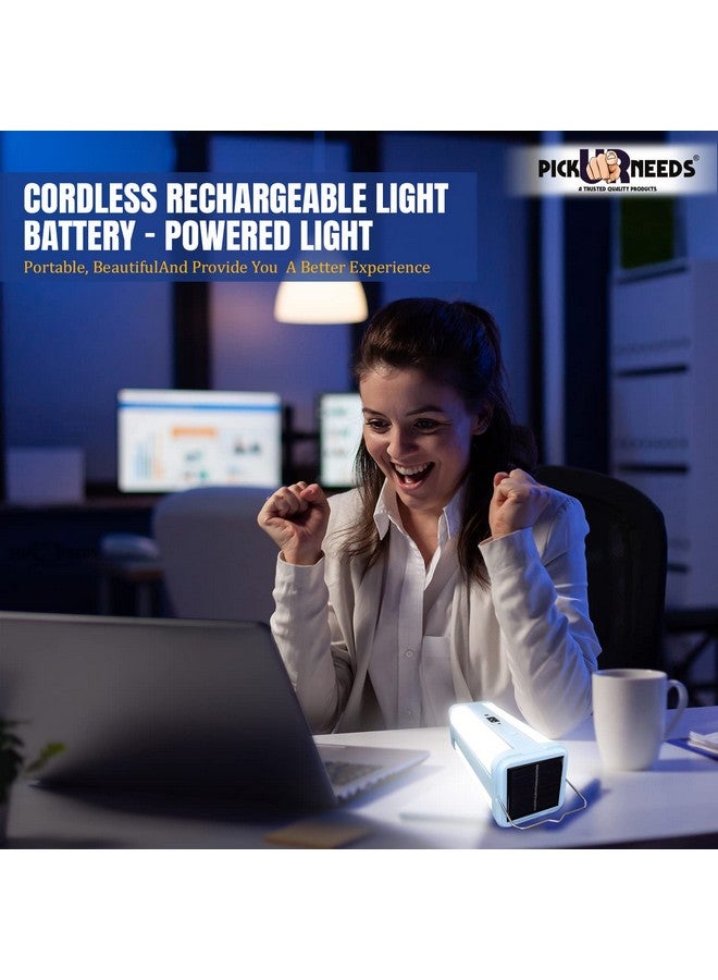 Pick Ur Needs Solar Home Rechargeable Emergency Led Lantern Light 360 Degree Floor Lamp Solar Light 4 Side Tube Light (Light Blue) - Image 4