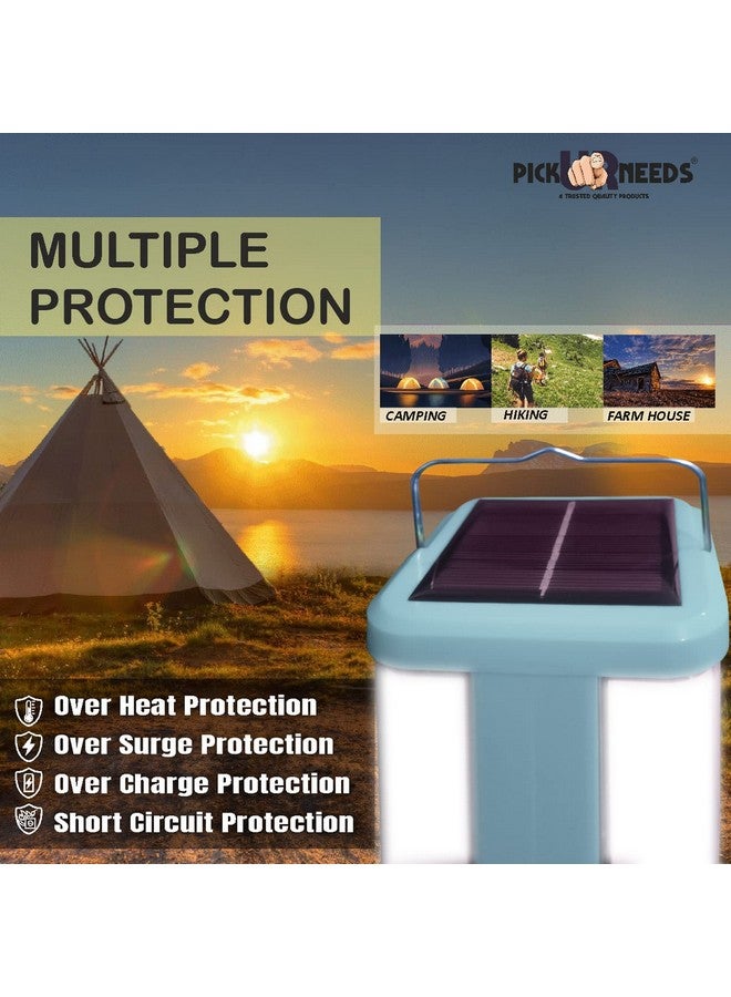 Pick Ur Needs Solar Home Rechargeable Emergency Led Lantern Light 360 Degree Floor Lamp Solar Light 4 Side Tube Light (Light Blue) - Image 3