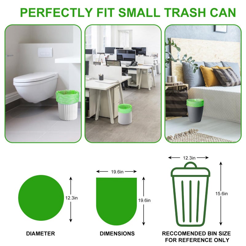 Inwaysin 5 Gallon Biodegradable Garbage Bags - Inwaysin 100 Count Unscented Compostable Trash Bags Leakproof & Tear Resistant Wastebasket Liners Fit for Kitchen Pet or Diaper Pail, 5 Rolls, Clear Green - Image 2