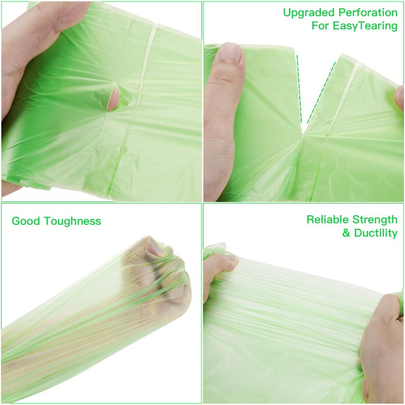 Inwaysin 5 Gallon Biodegradable Garbage Bags - Inwaysin 100 Count Unscented Compostable Trash Bags Leakproof & Tear Resistant Wastebasket Liners Fit for Kitchen Pet or Diaper Pail, 5 Rolls, Clear Green - Image 4
