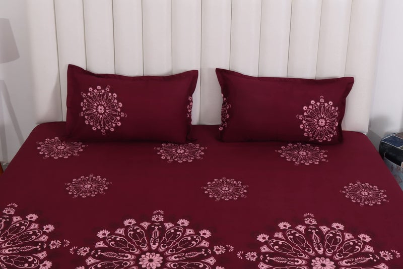 RD TREND Presents Bedsheet for Double Bed 210 TC, Size- 90/100 Inchs (228/254 CM), Double Bed bedsheet with 2 Pillow Covers(18/28 Inchs) Color -Red Pattern-Floral - Image 5