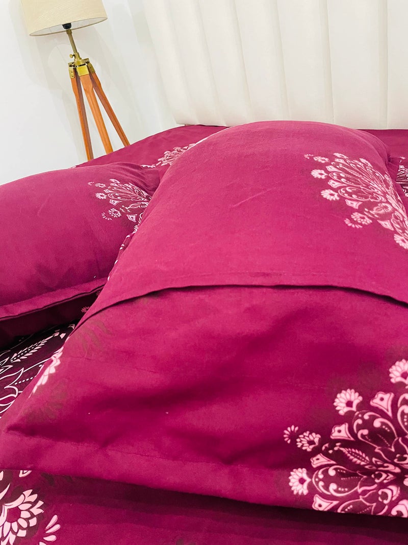 RD TREND Presents Bedsheet for Double Bed 210 TC, Size- 90/100 Inchs (228/254 CM), Double Bed bedsheet with 2 Pillow Covers(18/28 Inchs) Color -Red Pattern-Floral - Image 4