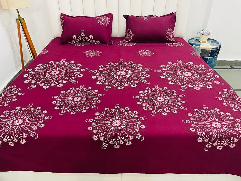RD TREND Presents Bedsheet for Double Bed 210 TC, Size- 90/100 Inchs (228/254 CM), Double Bed bedsheet with 2 Pillow Covers(18/28 Inchs) Color -Red Pattern-Floral - Image 3