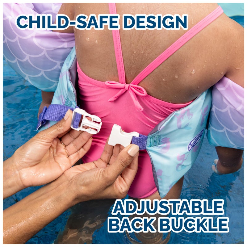 SwimWays Swim Trainer, US Coast Guard Approved Life Vest Kids Swim Vest, Arm Floaties & Life Jackets for Kids 33-55 lbs, Mermaid - Image 3