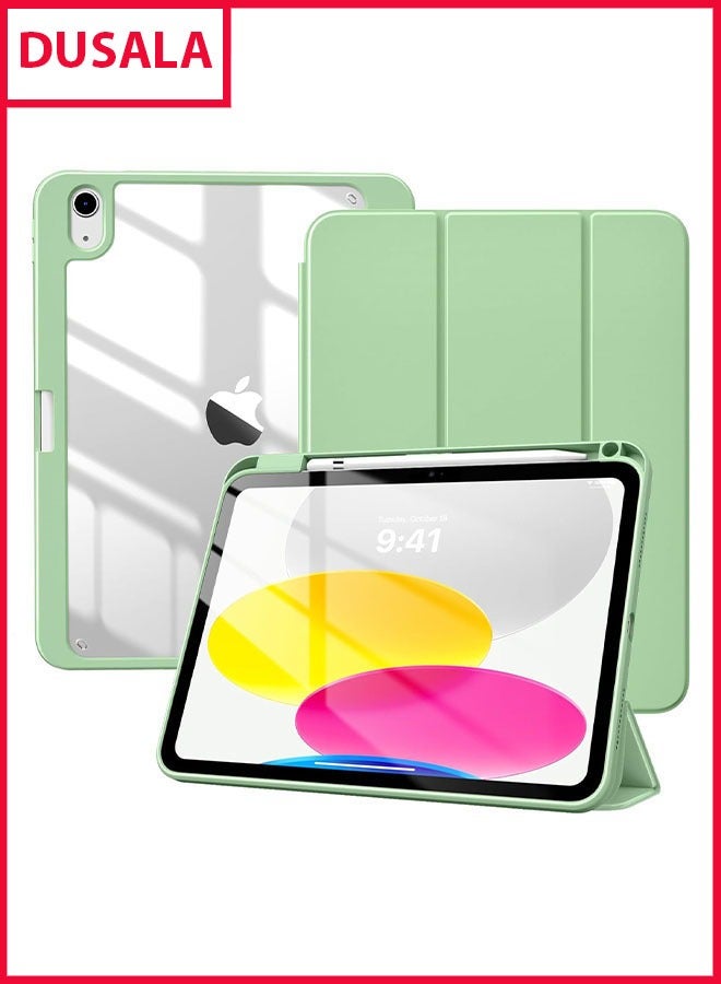 DUSALA Case for iPad (A16) 11th Generation 11 Inch 2025, iPad 10th Generation Case 10.9 Inch 2022 with Pencil Holder,Slim Protective Cover with Clear Back Shell,Auto Wake/Sleep, (Green) - Image 1
