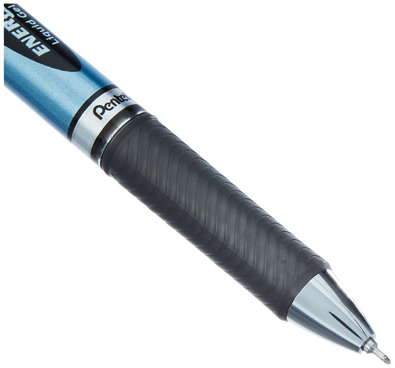 Pentel Energel Knock Ballpoint Pen, 0.5mm Needle Tip, Blue Body with Black Accent (BLN75-A) - Image 3