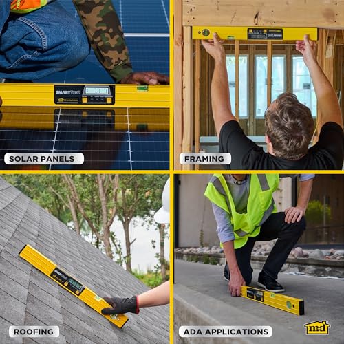 M-D Building Products 92288 SMARTTOOL® 24 Inch Digital Level: Precision Measurement with LCD Screen, Audible Alerts, Water Resistance, High Visibility, and Heavy-Duty Aluminum Frame - Image 5