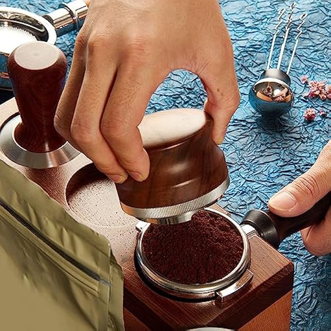 Zudoo Expobar Faema Rancilio Casadio Ascaso Semremo Cimbali 58Mm Bottomless Aluminum Alloy Portafilter With Wood Handle A1 Siam Rosewood - Image 3