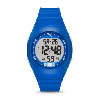 PUMA Unisex Digital Watch With Blue Polyurethane Strap - 3 ATM - PU P6013