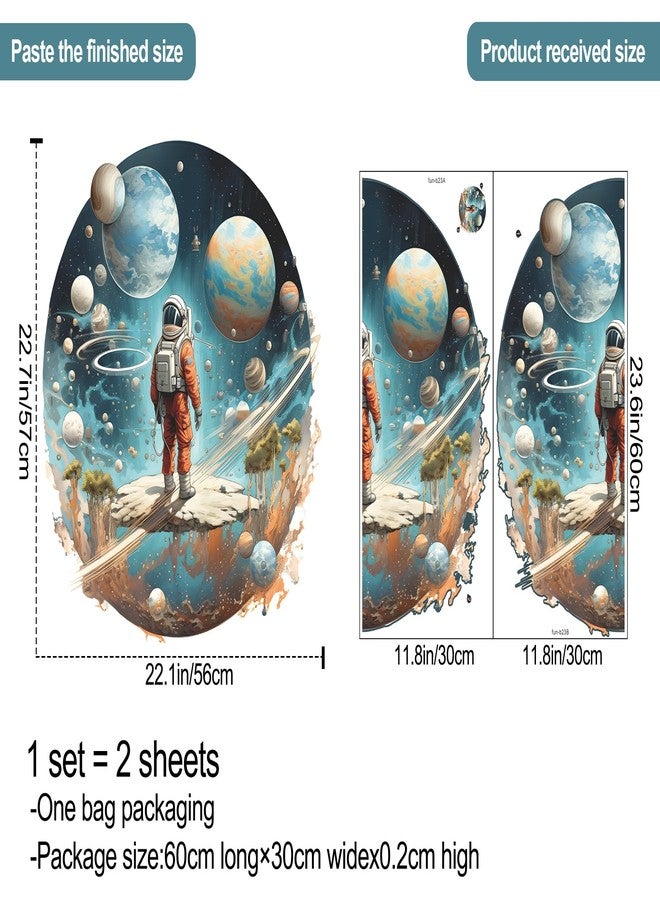 DRWSSR Space Astronaut Wall Decal Galaxy Decal Spaceship Travel Space Wall Sticker 3D Kids Decals DIY Removable Peel and Stick Wall Decor for Boys Bedroom Nursey Classroom Playroom(2 Sheets) - Image 2