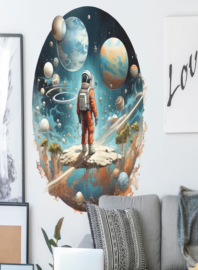 DRWSSR Space Astronaut Wall Decal Galaxy Decal Spaceship Travel Space Wall Sticker 3D Kids Decals DIY Removable Peel and Stick Wall Decor for Boys Bedroom Nursey Classroom Playroom(2 Sheets) - Image 1