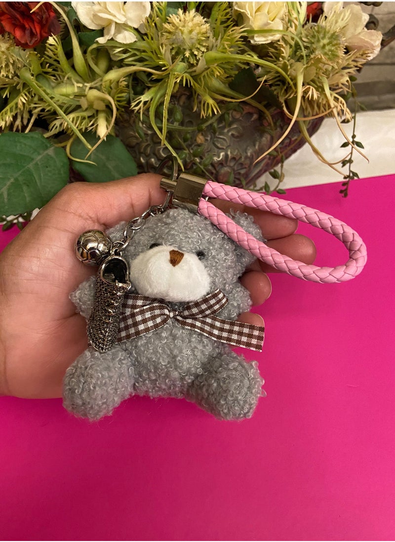 Elegant Grey Bear Keychain