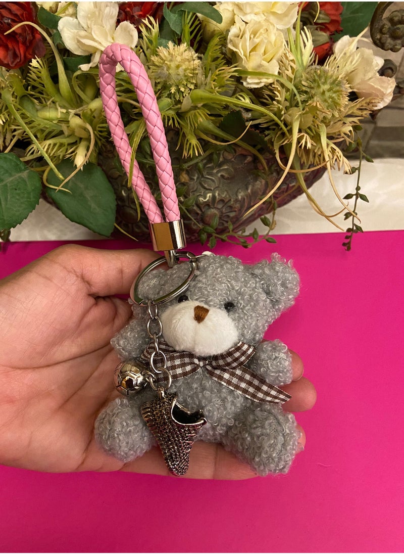 Elegant Grey Bear Keychain