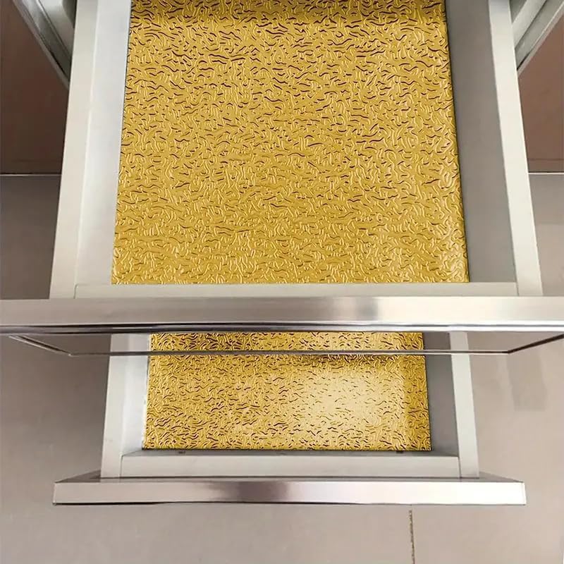 SUNBIRD Self Adhesive Oil-Proof Foil Wall Sticker,Aluminum Wallpaper Waterproof and Heat Resistant Kitchen Backsplash Contact Paper (Gold Texture, 30 x 121 cm) - Image 2