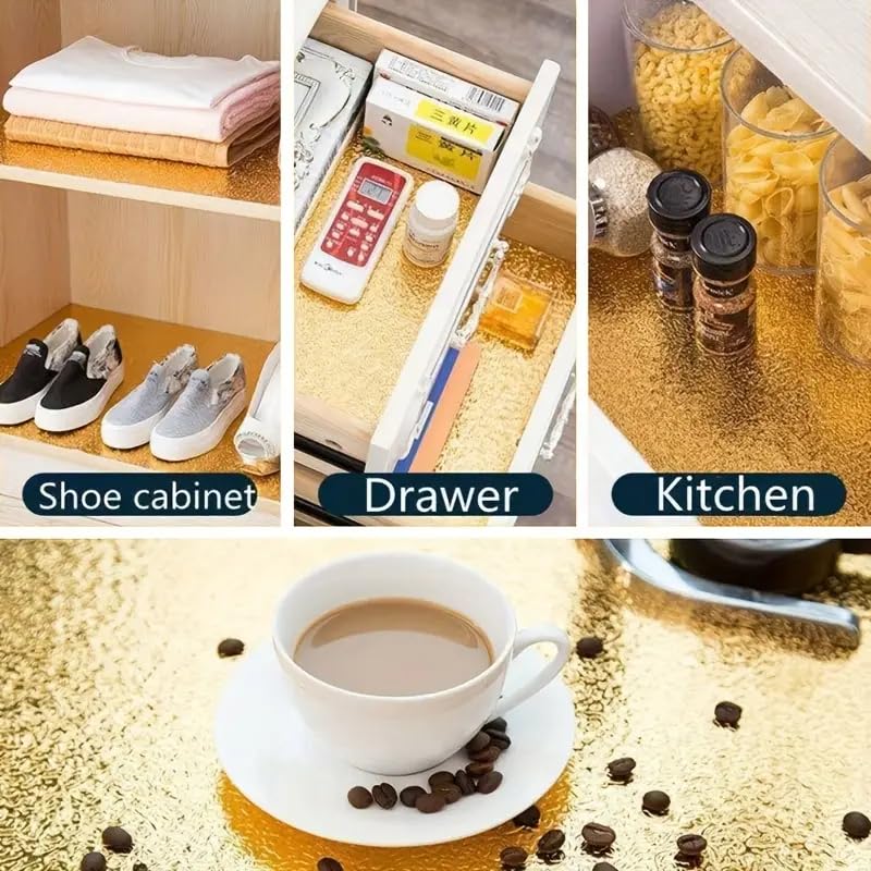 SUNBIRD Self Adhesive Oil-Proof Foil Wall Sticker,Aluminum Wallpaper Waterproof and Heat Resistant Kitchen Backsplash Contact Paper (Gold Texture, 30 x 121 cm) - Image 5