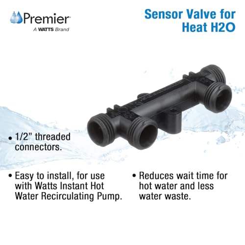 Watts Premier Replacement Sensor Valve for 500800 and 500805 Watts Instant Hot Water Recirculating Pump System, 4.5" Sensor Valve, Two 12" Supply Lines with Adapter Fittings, 1/2" Threaded Connectors - Image 2