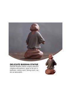لماذا بوت Little Monk Statue Chinese Purple Clay Zisha Tea Pet Baby Buddha Figurine Kungfu Tea Tray Ceremony Accessories for Home Office Decoration 