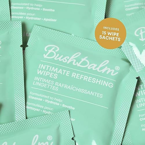 Bushbalm Intimate Refreshing Wipes - Hydrating for Sensitive Areas with Aloe Vera and Natural Extracts - Flushable and Soothing - 15 Wipes - Image 3