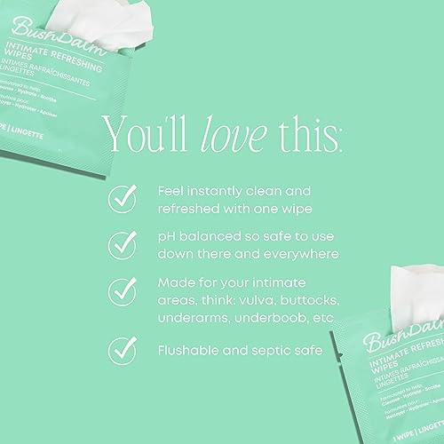 Bushbalm Intimate Refreshing Wipes - Hydrating for Sensitive Areas with Aloe Vera and Natural Extracts - Flushable and Soothing - 15 Wipes - Image 4