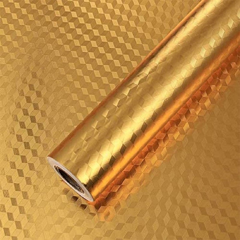 Delavala Kitchen Backsplash Wallpaper, Self-Adhesive Wall Sticker Waterproof Anti-Mold and Heat Resistant for Walls Floor Cabinets Drawers and Shelve (2mtr, Plain Gold) - Image 5