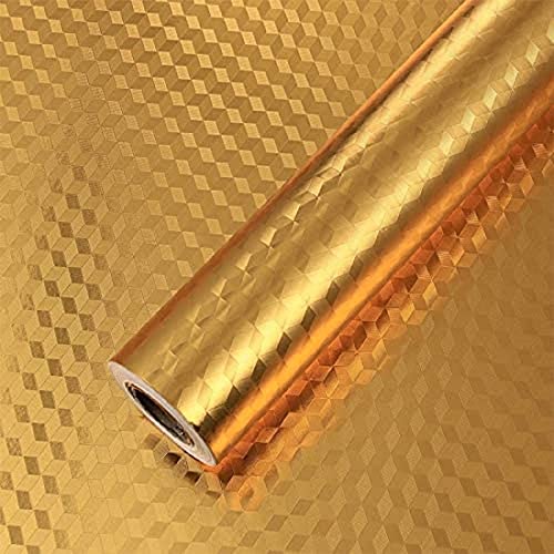 Delavala Kitchen Backsplash Wallpaper, Self-Adhesive Wall Sticker Waterproof Anti-Mold and Heat Resistant for Walls Floor Cabinets Drawers and Shelve (2mtr, Plain Gold) - Image 1