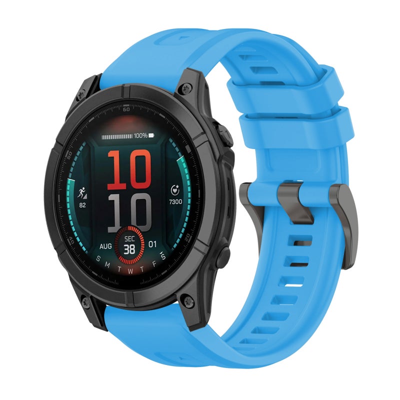 S-TOP For Garmin Fenix E 47mm Pure Color Steel Buckle 22mm Silicone Watch Band(Sky Blue) - Image 1