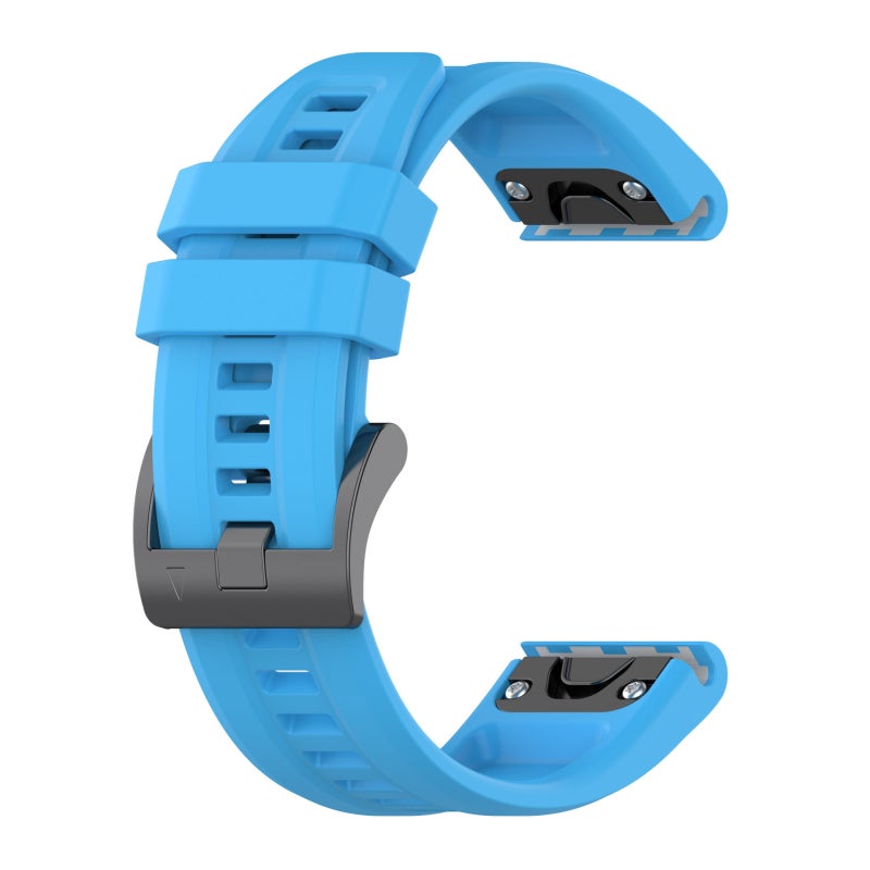 S-TOP For Garmin Fenix E 47mm Pure Color Steel Buckle 22mm Silicone Watch Band(Sky Blue) - Image 2