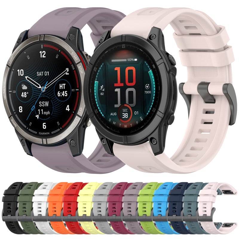 S-TOP For Garmin Fenix E 47mm Pure Color Steel Buckle 22mm Silicone Watch Band(Sky Blue) - Image 3
