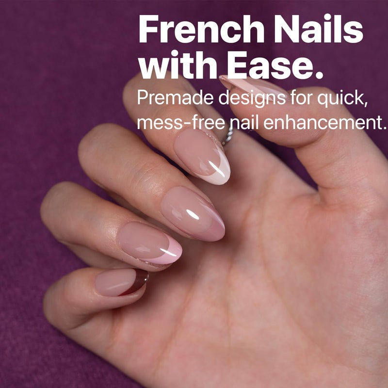 SXC Cosmetics French Tip Press On Nails - Skin Tone Nude and Color Series, Short Almond X-Pro Tips - Image 2