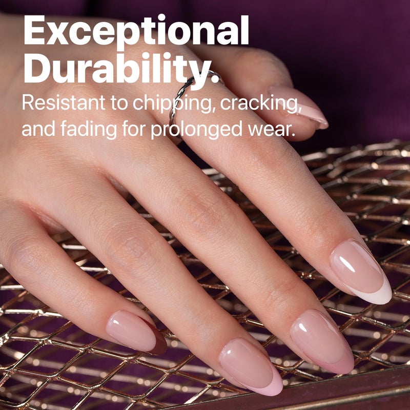 SXC Cosmetics French Tip Press On Nails - Skin Tone Nude and Color Series, Short Almond X-Pro Tips - Image 5