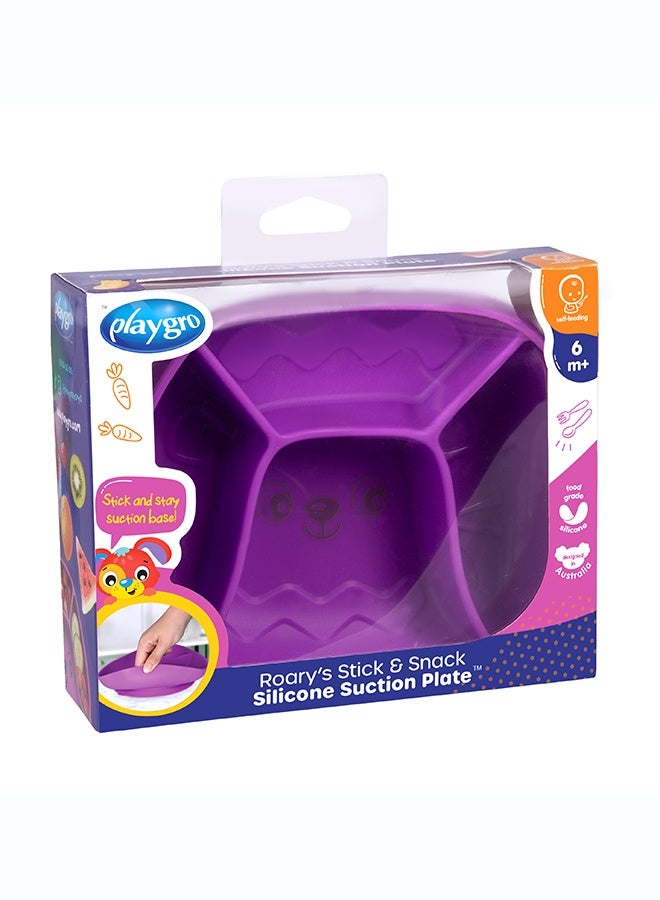 Playgro Stick & Snack Silicone Suction Plate – Purple – BPA-Free Food-Grade Silicone Baby Feeding Plate, Strong Suction Base for Weaning & Self-Feeding Toddlers - Image 3