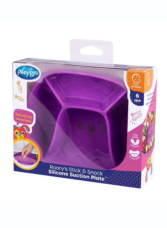 Playgro Stick & Snack Silicone Suction Plate – Purple – BPA-Free Food-Grade Silicone Baby Feeding Plate, Strong Suction Base for Weaning & Self-Feeding Toddlers - Image 4
