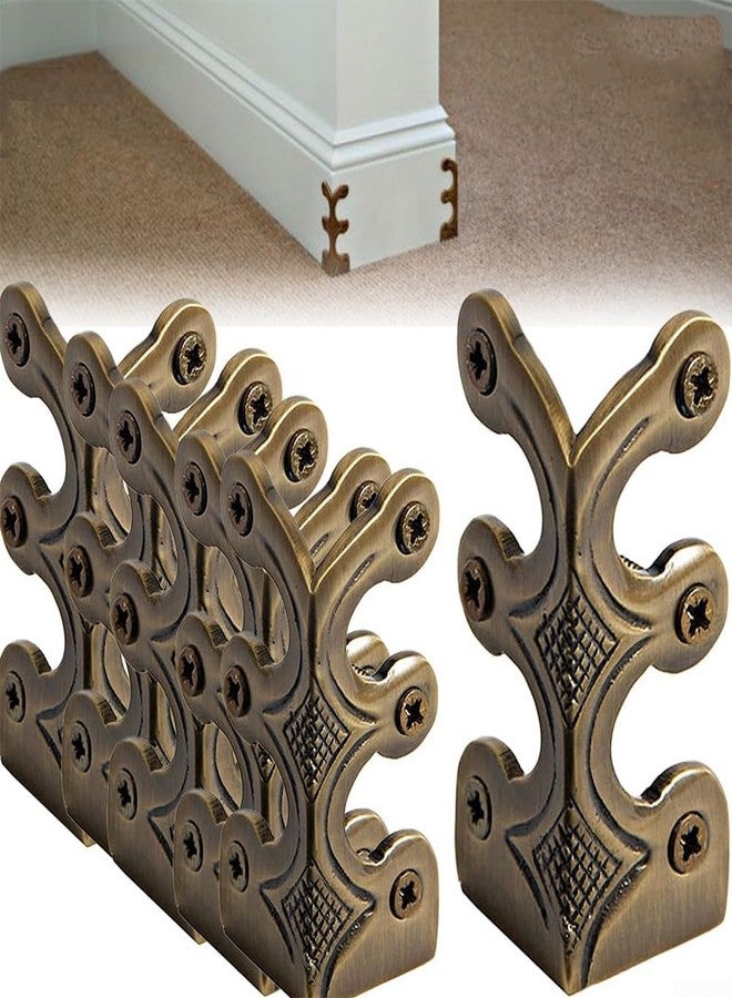 CRIDENG 6Pcs Baseboard Corner Protectors for Furniture, Rustic Vintage Metal Corner Guard, Decorative Baseboard Shield, Brass Skirting Board Protection, Antique Bronze Furniture Edge Protector (Bronze) - Image 1