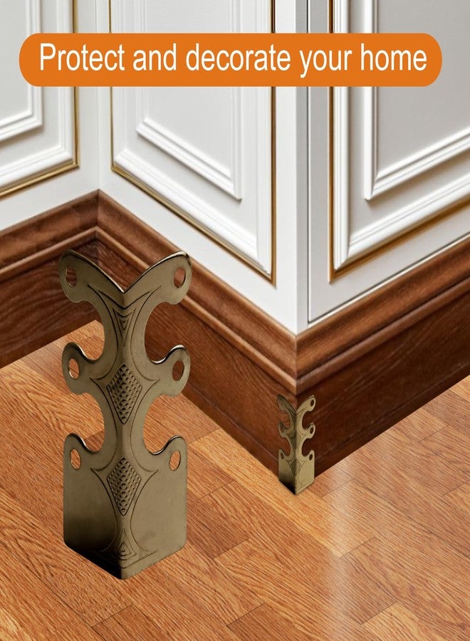 CRIDENG 6Pcs Baseboard Corner Protectors for Furniture, Rustic Vintage Metal Corner Guard, Decorative Baseboard Shield, Brass Skirting Board Protection, Antique Bronze Furniture Edge Protector (Bronze) - Image 3