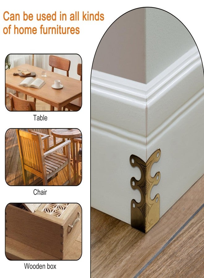 CRIDENG 6Pcs Baseboard Corner Protectors for Furniture, Rustic Vintage Metal Corner Guard, Decorative Baseboard Shield, Brass Skirting Board Protection, Antique Bronze Furniture Edge Protector (Bronze) - Image 5
