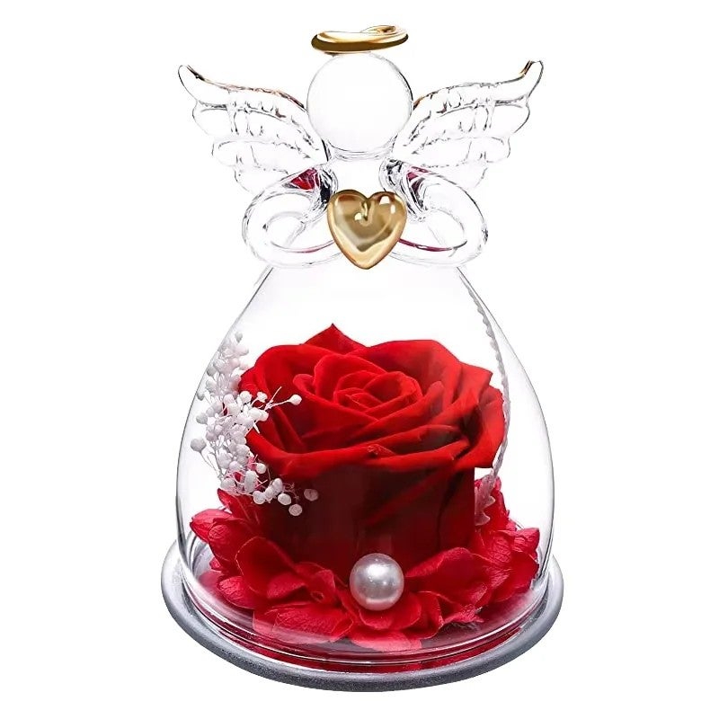 Bluejw Eternal Rose Gift Box for Valentines Day - Angel Glass Vase, Preserved Flowers, Dried Plants, Love Flower Arrangement - Image 4