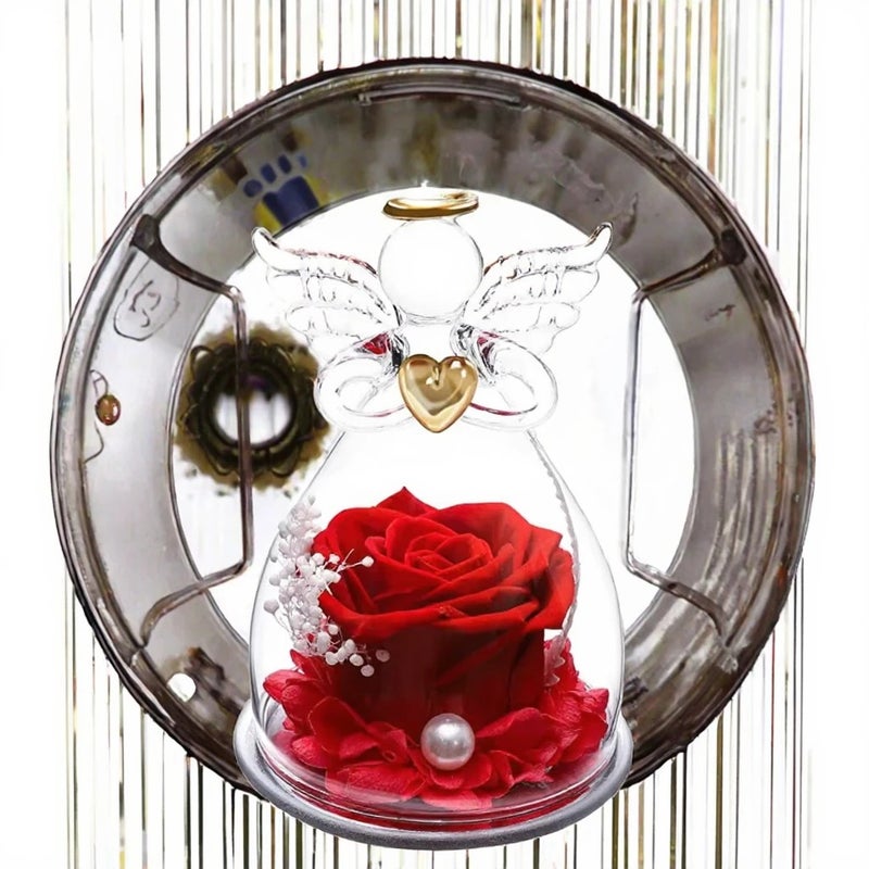 Bluejw Eternal Rose Gift Box for Valentines Day - Angel Glass Vase, Preserved Flowers, Dried Plants, Love Flower Arrangement - Image 3