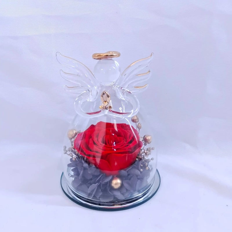 Bluejw Eternal Rose Gift Box for Valentines Day - Angel Glass Vase, Preserved Flowers, Dried Plants, Love Flower Arrangement - Image 1