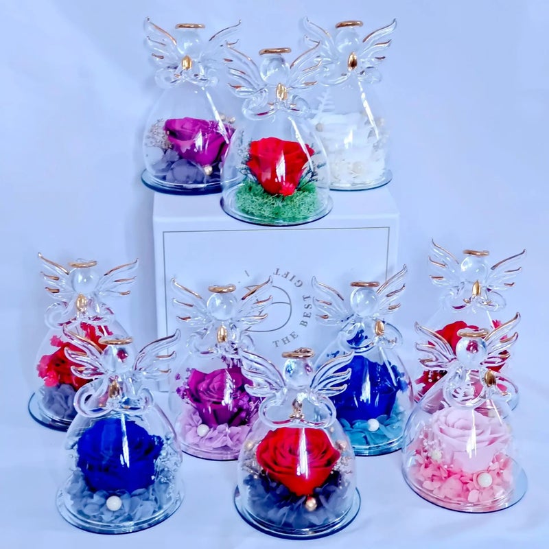 Bluejw Eternal Rose Gift Box for Valentines Day - Angel Glass Vase, Preserved Flowers, Dried Plants, Love Flower Arrangement - Image 5