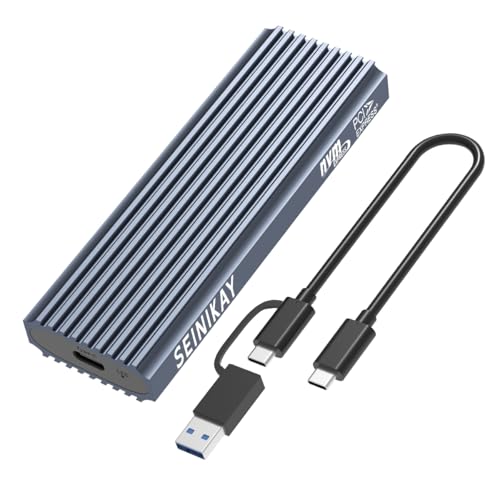 SEINIKAY M.2 NVME Enclosure, Tool-Free USB 3.2 Gen 2 (10 Gbps) to NVME Adapter with Heat Sink, 10Gbps Speed, Plug and Play, 16TB Expansion, with C-C to A Cable - Image 1